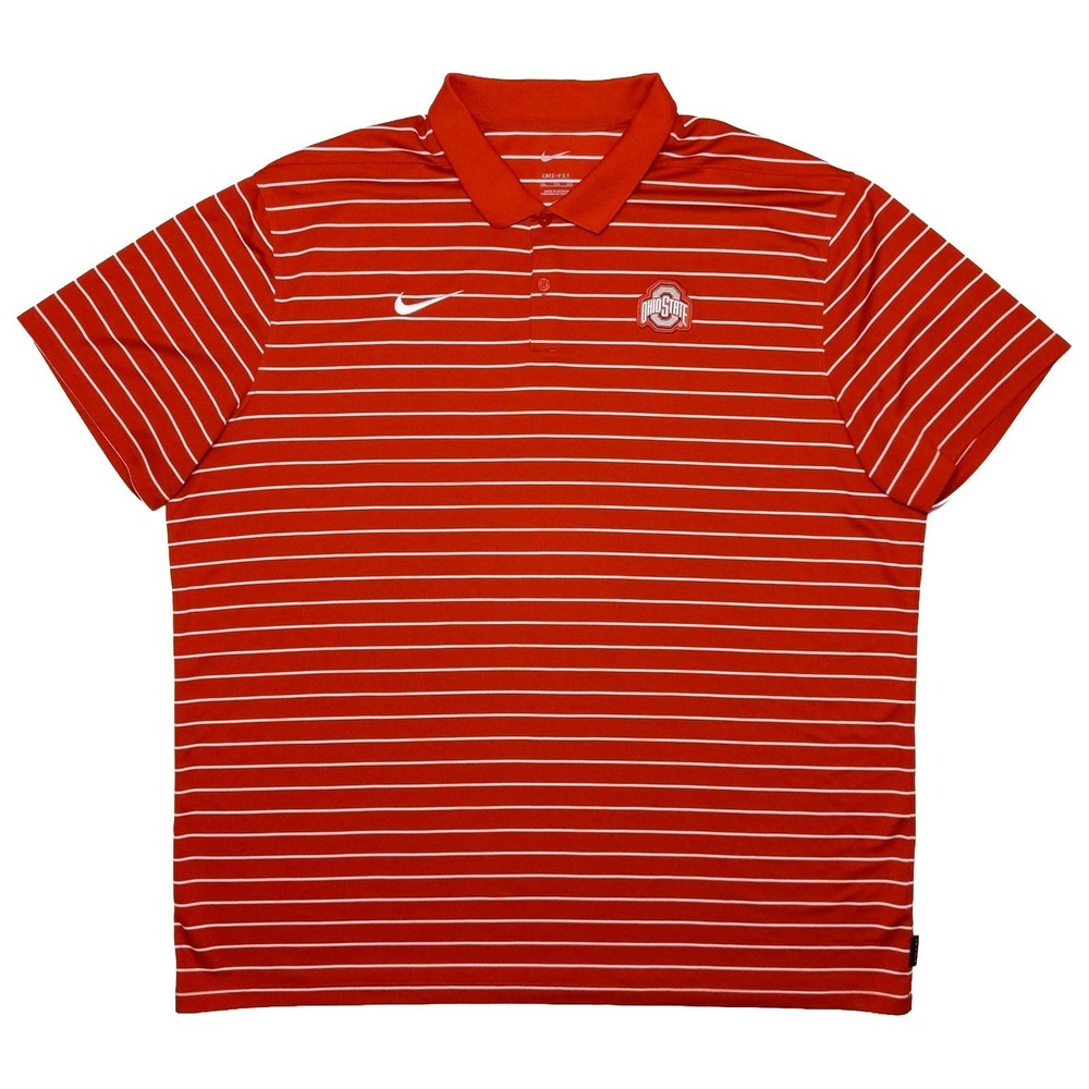 NIKE Ohio State Buckeyes Polo Shirt Red Striped Men's XXL 2XL